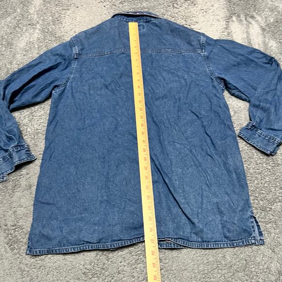 Vintage Womens 90's Bobby Brooks Embroidered Cat Large Denim Long Sleeved Shirt - Picture 5 of 7